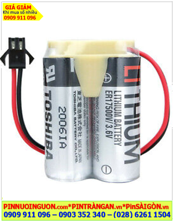 Toshiba 2ER17500V (2 viên ghép đôi); Pin nuôi nguồn PLC Toshiba 2ER17500V lithium 3.6v 5400mAh, X.xứ NHẬT